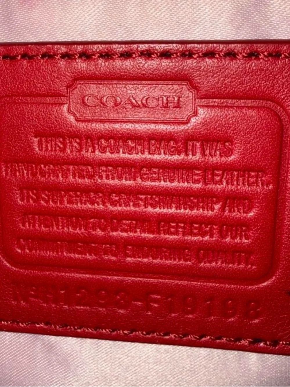 Coach Red Signature Embossed Leather Tote